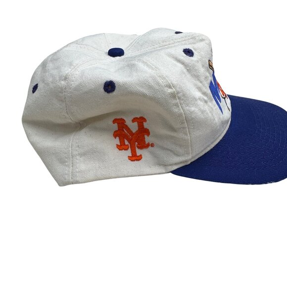 Vintage 1 Apparel Tag New York Mets 2 Bat Logo Baseball Snapback Cap Made in USA - Picture 2 of 7